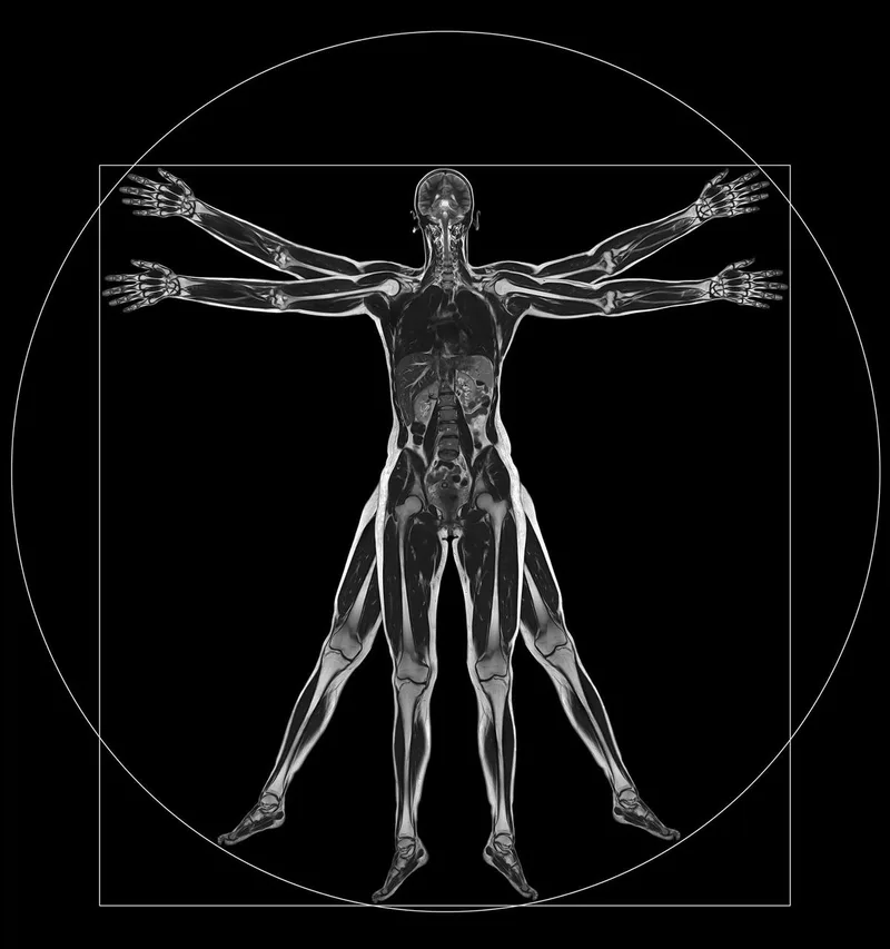 Resonancia de cuerpo completo con la pose del hombre de Vitruvio